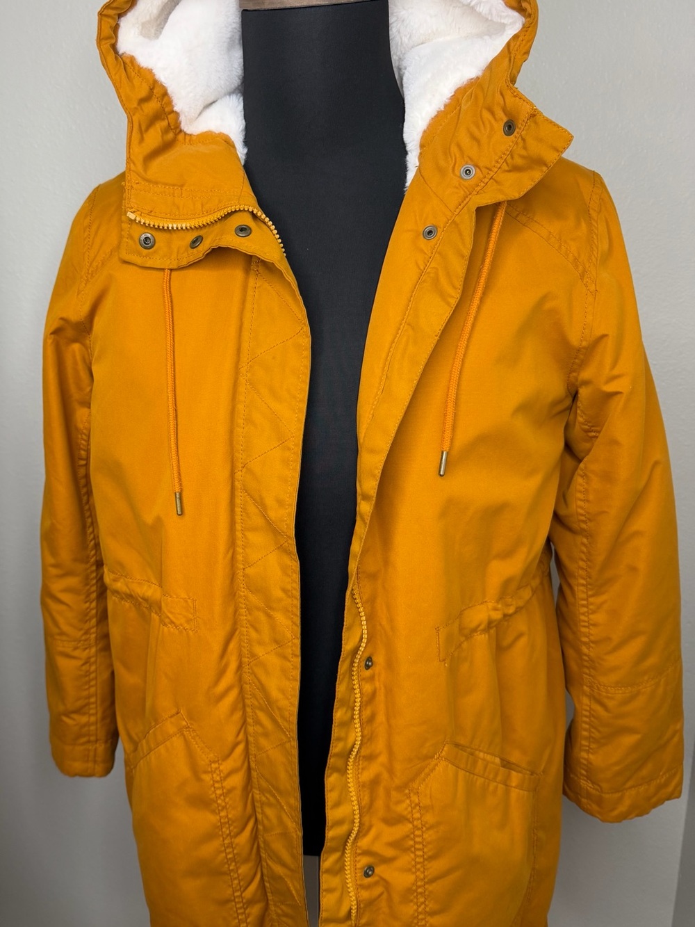 Old Navy Hooded Raincoat in Mustard Yellow